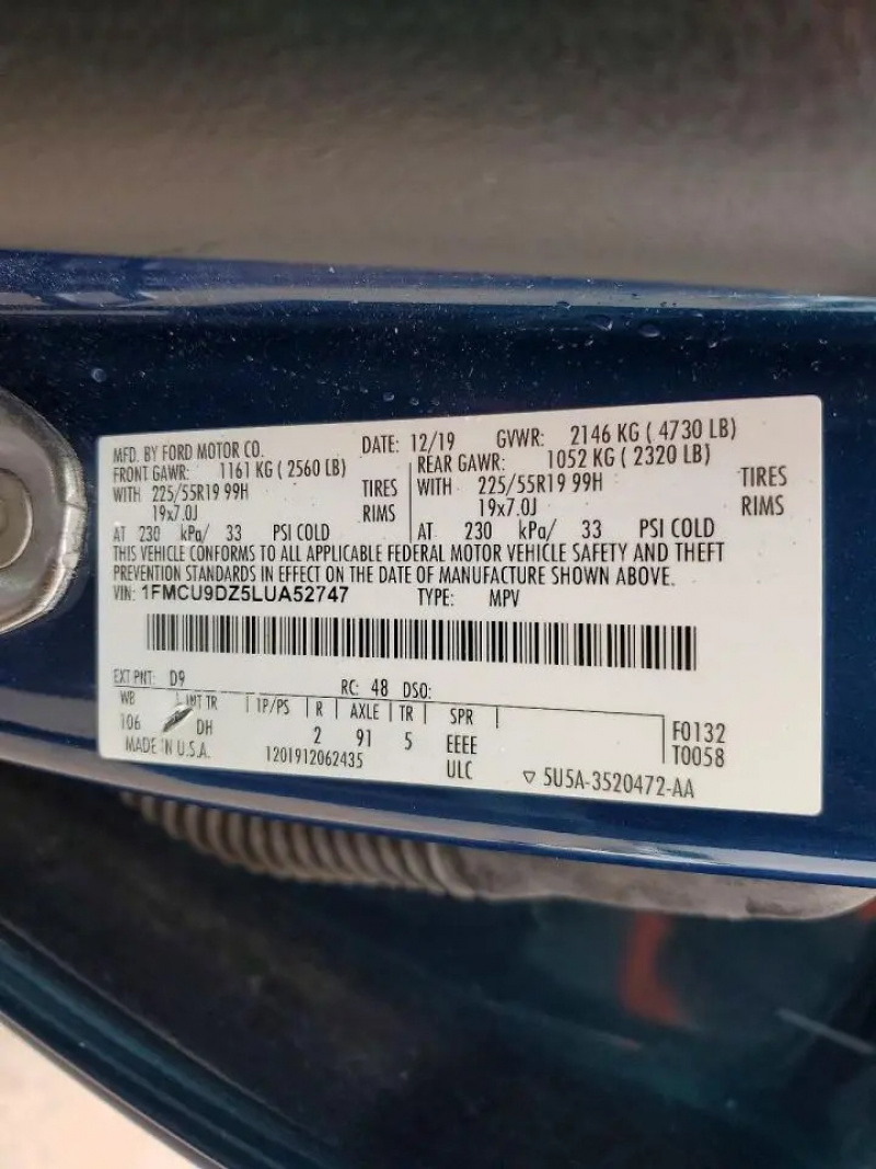 Ford Escape Titanium 2020 Blue 2.5L