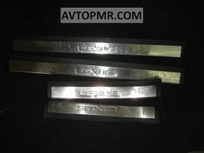 Lexus ES350 07-12 black outer rear left door sill plate with chrome trim