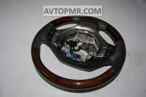 Lexus RX350 RX450h 13-15 rest leather steering wheel, black with wood