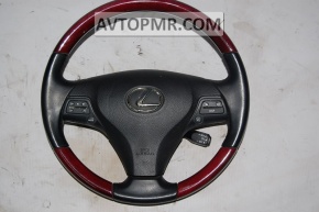 Lexus GS450h 2008-2009 steering wheel, black leather with mahogany accents
