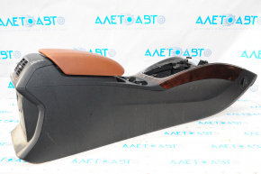 Central console, armrest, and cup holders for the Audi Q5 8R 09-17, brown, cracked armrest