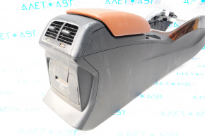 Central console, armrest, and cup holders for the Audi Q5 8R 09-17, brown, cracked armrest