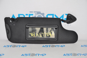 Right sun visor for a 2014 Dodge Challenger (pre-restored), black, without backlighting, without hook.