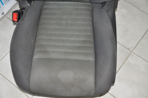 Driver's seat for a 2014 Dodge Challenger, without airbags, black cloth with gray insert.