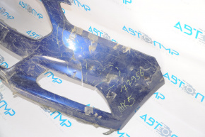 Front bumper, bare, Ford Fusion mk5 13-16, without parking sensors, blue, torn on the left