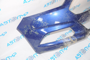 Front bumper, bare, Ford Fusion mk5 13-16, without parking sensors, blue, torn on the left