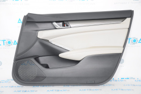 Front right door panel for Honda Accord 2018-2018, black with gray leather insert, leather armrest