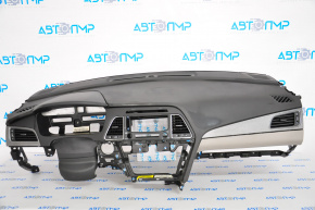 Dashboard front panel without AIRBAG Hyundai Sonata 15-17 gray overlays, worn