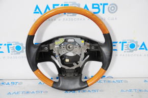 Lexus RX350 RX450h 10-15 black leather light wood steering wheel, no buttons