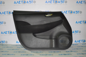 Front left door trim panel for Nissan Leaf 13-17, black with black leather insert, cloth armrest, with handle