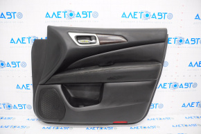 Front right door trim card for Nissan Pathfinder 13-16 black leather