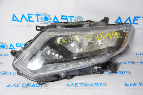 Headlight front left Nissan Rogue 14-16 bare halogen, broken housing, no fasteners, for spare parts