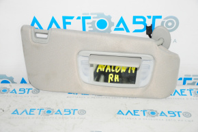 Right visor for Toyota Avalon 13-15, gray, without hook