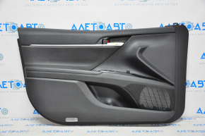 Front left door trim panel for Toyota Camry v70 18-23, black with black plastic insert, rubber armrest
