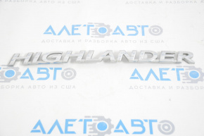 Emblem inscription Highlander tailgate Toyota Highlander 14-19
