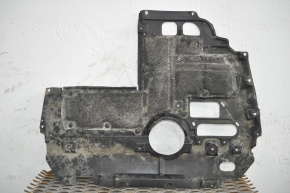 The central engine guard for a Toyota Prius V 12-17 is cracked in two places.