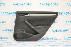 Door trim panel rear right VW Passat b7 12-15 USA black with black plastic insert, leather armrest, molding gray gloss