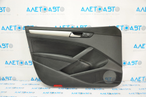 Black door panel, front left, VW Passat b7 12-15 USA, black leather armrest, gray molding, with adjustable mirrors, with central locking button