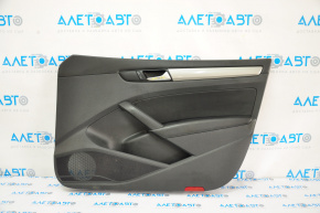 Door trim, front right card, VW Passat b7 12-15 USA, black with black insert, leather, armrest, molding, gray gloss