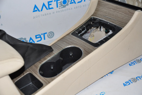 VW Passat B8 16-19 USA center console with armrest and cup holders, beige