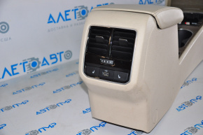 VW Passat B8 16-19 USA center console with armrest and cup holders, beige