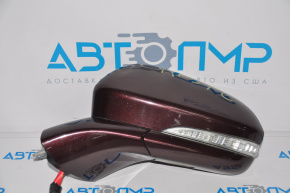 Left side mirror assembly for Ford Fusion mk5 13-turn signal, heated, burgundy, with cover
