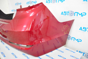 Rear bumper bare Hyundai Sonata 15-17 red, broken fasteners, hole near reflector