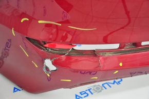 Rear bumper bare Hyundai Sonata 15-17 red, broken fasteners, hole near reflector