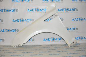 Front left fender of Kia Optima 11-16, white, crumpled and torn at the hinges