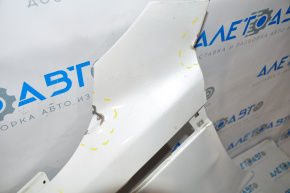 Front left fender of Kia Optima 11-16, white, crumpled and torn at the hinges