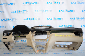 Torpedo front panel without AIRBAG Nissan Rogue 14-20 beige, bent in the center, scratches