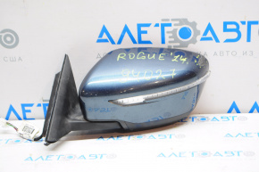 Left side mirror assembly for Nissan Rogue 14-16, 5 pins, turn signal, blue, scratched