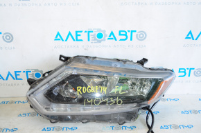 Headlight front left Nissan Rogue 14-16 bare, halogen, scratches on element, broken housing