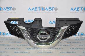 Radiator grill grill Nissan Rogue 14-15 without camera with emblem broken fastener