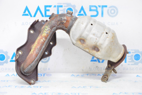 Front exhaust manifold with catalytic converter for Toyota Sienna 11-16 3.5, rusty