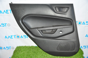 Door trim card rear left Ford Fiesta 11-19 black with black insert plastic, armrest plastic, under fur window lifter