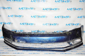 Front bumper bare VW Jetta 15-18 USA blue broken crepe, torn, dented