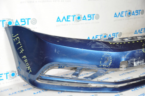 Front bumper bare VW Jetta 15-18 USA blue broken crepe, torn, dented