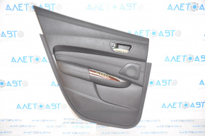 Door trim card rear left Acura TLX 15-17 pre-rest black with black insert leather, armrest leather, molding under wood gloss, pokes on leather