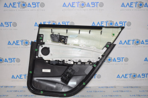 Door trim card rear left Acura TLX 15-17 pre-rest black with black insert leather, armrest leather, molding under wood gloss, pokes on leather
