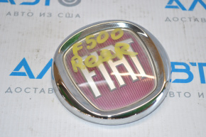 Trunk door emblem Fiat 500 12-19 broken guide, dust inside, glass peeled off