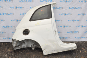 Quarter wing rear right Fiat 500 12-19 white KW3 crumpled at the wing and threshold, bumps on the pillar