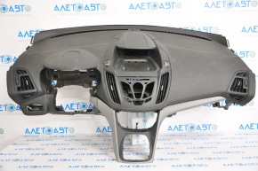 Torpedo front panel without AIRBAG Ford Escape MK3 13-16 pre-rest, crack in center console trim, scratches, bent glove compartment bar