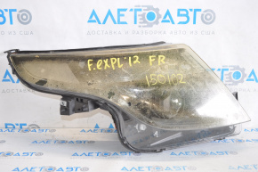 Headlight front right bare Ford Explorer 11-15 prerest halogen, glass defect