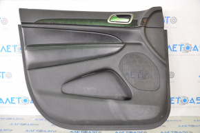 Door trim card front left Jeep Grand Cherokee WK2 14-17 black with black insert leather, armrest leather, black stitching, molding under black wood gloss, butt, scratches