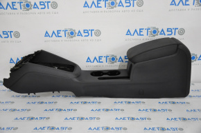 Central console with armrest and cup holders for VW Jetta 11-17 USA, black leather, under the armrest