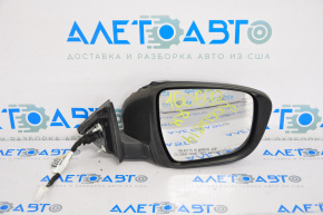 Side mirror right complete Nissan Rogue 14-16 11 pins, camera, turn signal, heating, black, housing melted