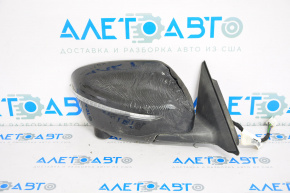 Side mirror right complete Nissan Rogue 14-16 11 pins, camera, turn signal, heating, black, housing melted