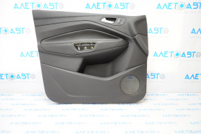 Door trim panel, front left, Ford Escape MK3 13-16 pre-restored, black with black plastic insert, leather armrest