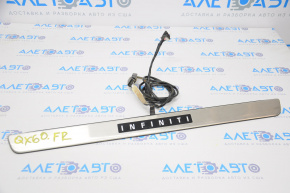 Front right outer door sill plate for Infiniti JX35 QX60 13-17 chrome with backlight